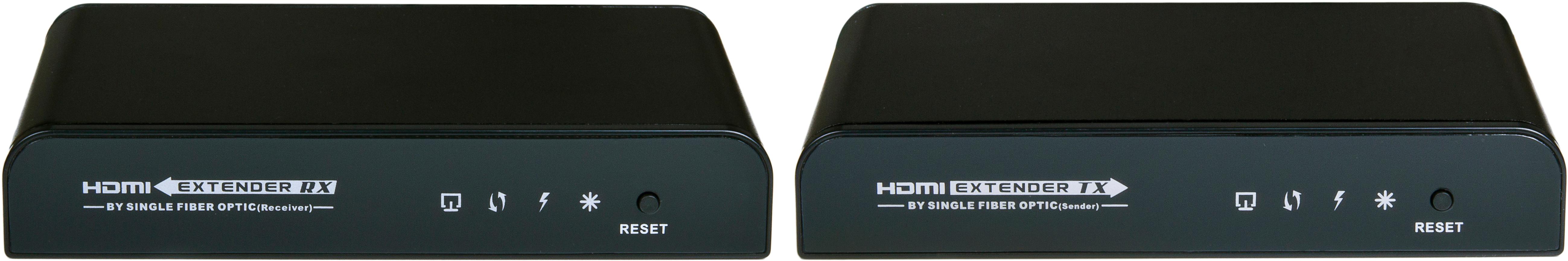 HDMI forlænger over fiber, SC, max 20km, 1080p IR,metal, sort