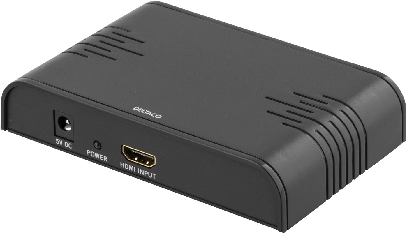 DELTACO Signalkonverter, HDMI til SCART, PAL, sort