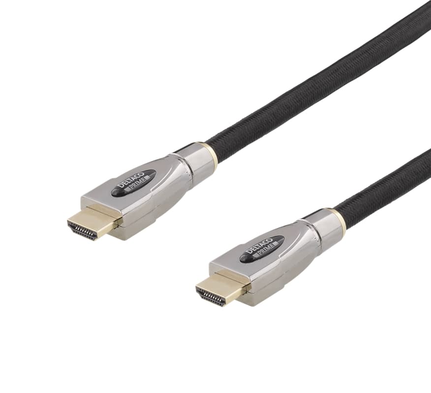DELTACO PRIME active HDMI cable, 5m, Textile, HDMI High speed with Eth