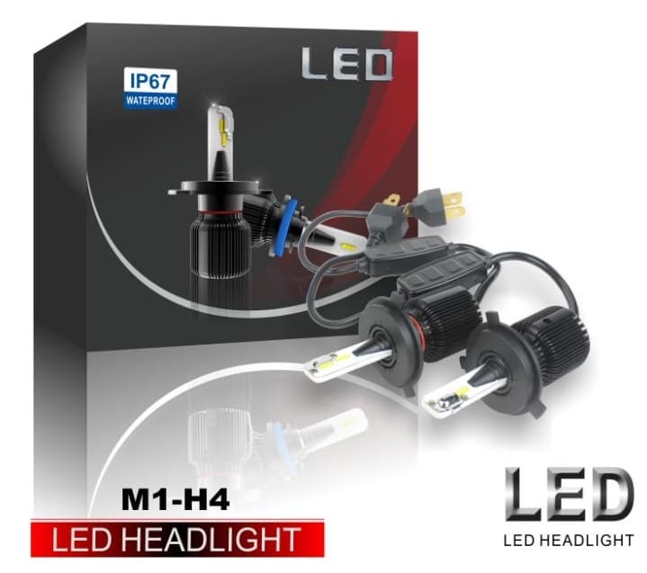 LED-konvertering M1, H4, 20W/lampa, 4000LM, 2-pack