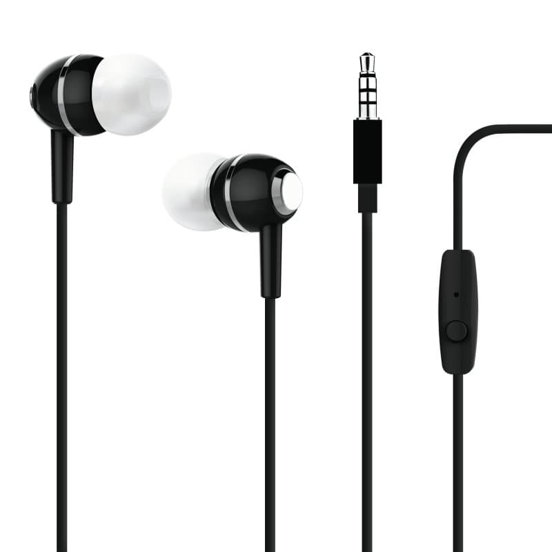 Puro Chrome Stereohörlurar, Rund Kabel, Svart