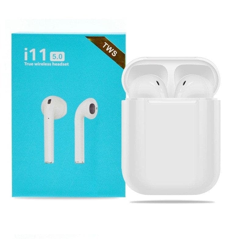 i11 TWS Trådlösa hörlurar, Bluetooth 5.0, med strömbox, Vit