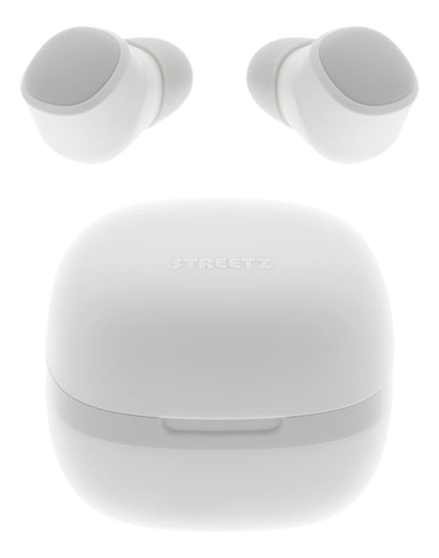 STREETZ True Wireless Stereo in-ear, IPX6, dubbla öronsnäckor, vit