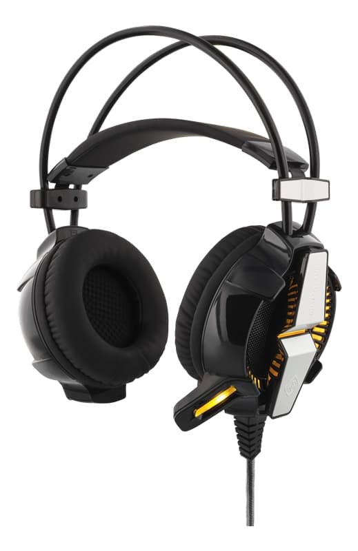 DELTACO GAMING stereoheadset med LED & vibrationsteknologi, 50mm element, svart