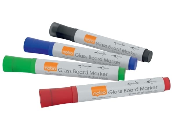 Whiteboardmarker Glass Board Nobo ass. farver - (4 stk.)