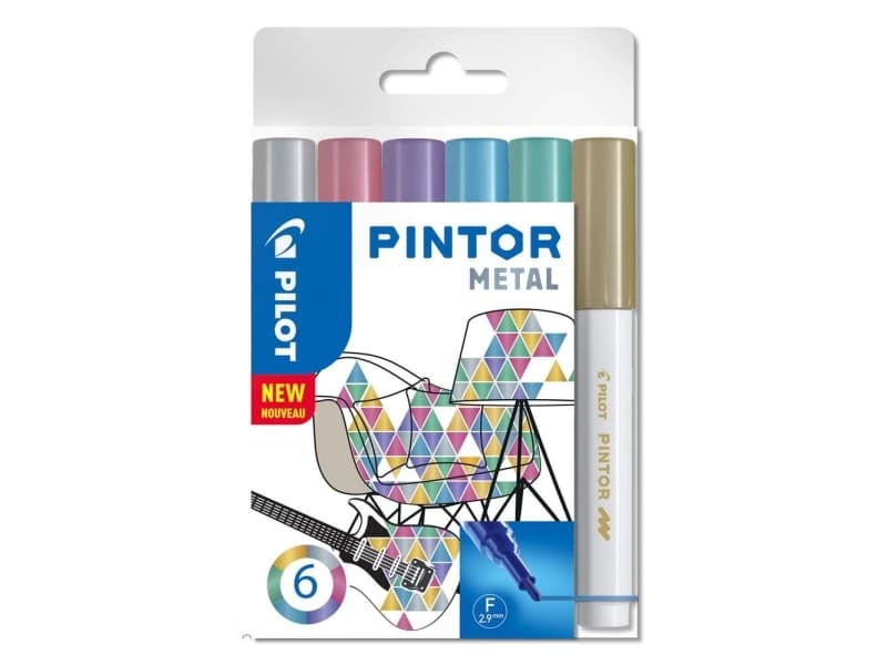 Marker Pilot Pintor Metal Mix fine 1,0 mm ass. farver - (6 stk.)