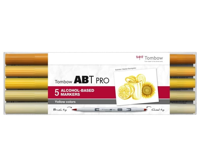 Tombow Marker alcohol ABT PRO Dual Brush 5P-5 Yellow colours (5 stk.)