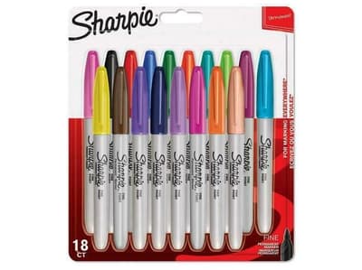 Sharpie Fine, 18 stykker, Flerfarget, Fin tupp, Grå, Flerfarget, Rund, Fint