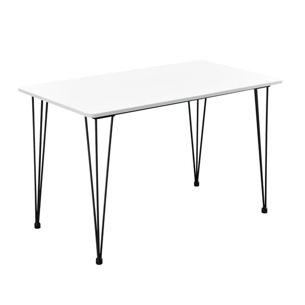 [en.casa]® Spisebord med hårnål ben - 120x70x75cm - stål - MDF - hvid / sort - plads for 4