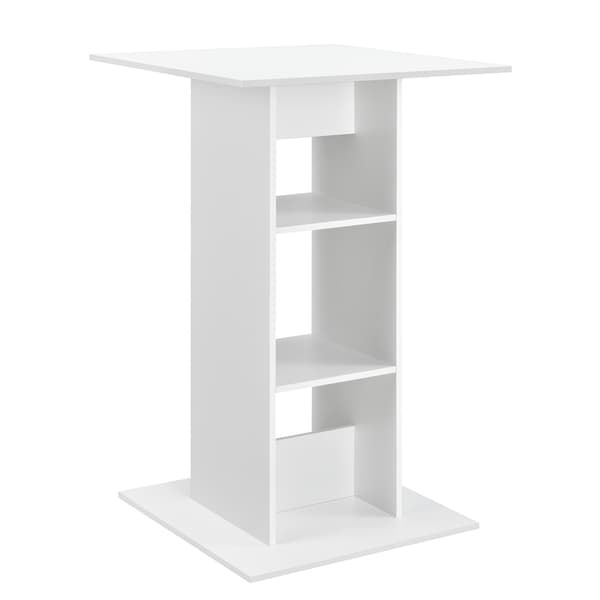 [en.casa] Barbord Visby-70x70x110cm-med hylde-hvid-melaminovertrukket spånplade