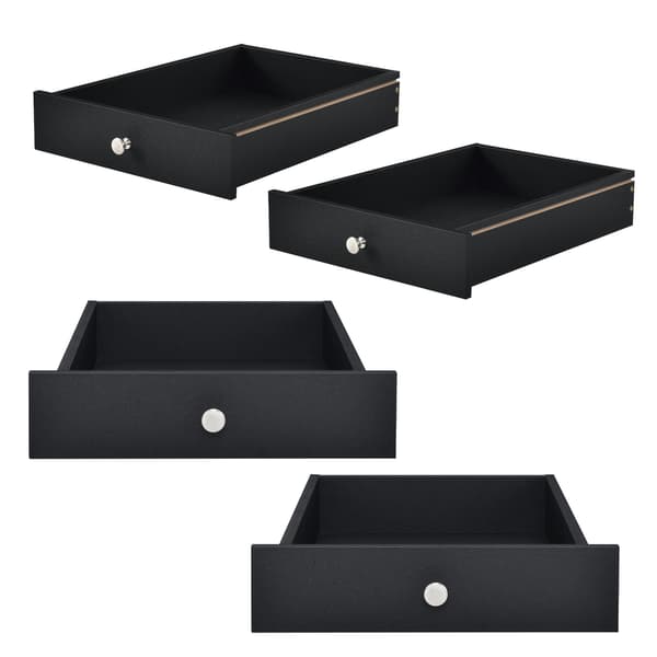 [en.casa]® 4 Skuffer til europalle med skinner - standard - 9,5x37,5x44,5cm - sort