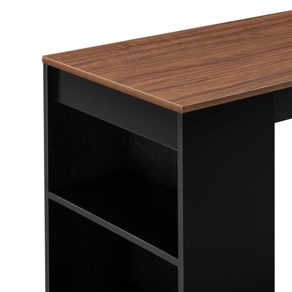 [en.casa] Elegant barbord med 3 hyllor-110x50x103cm-svart-valnöt imitation