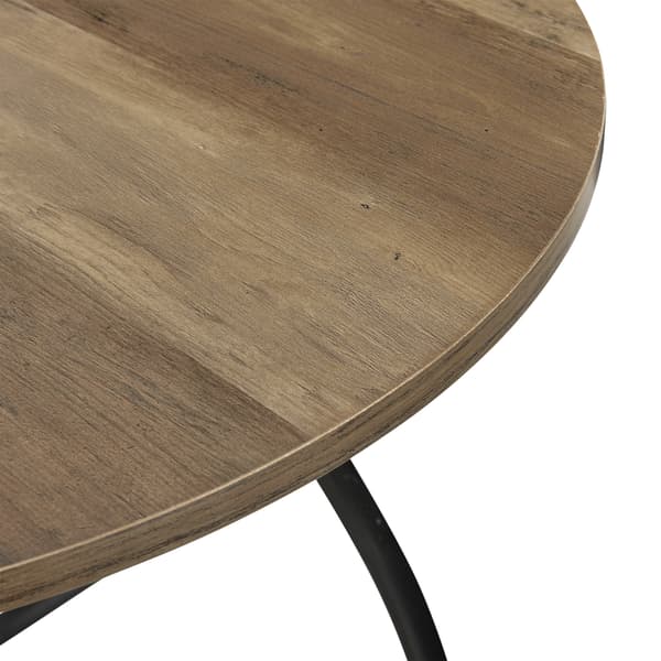 [en.casa] Sofabord Sidebord Lumsden - 61x59cm - metal/spånplade - rund - sort/træ optik