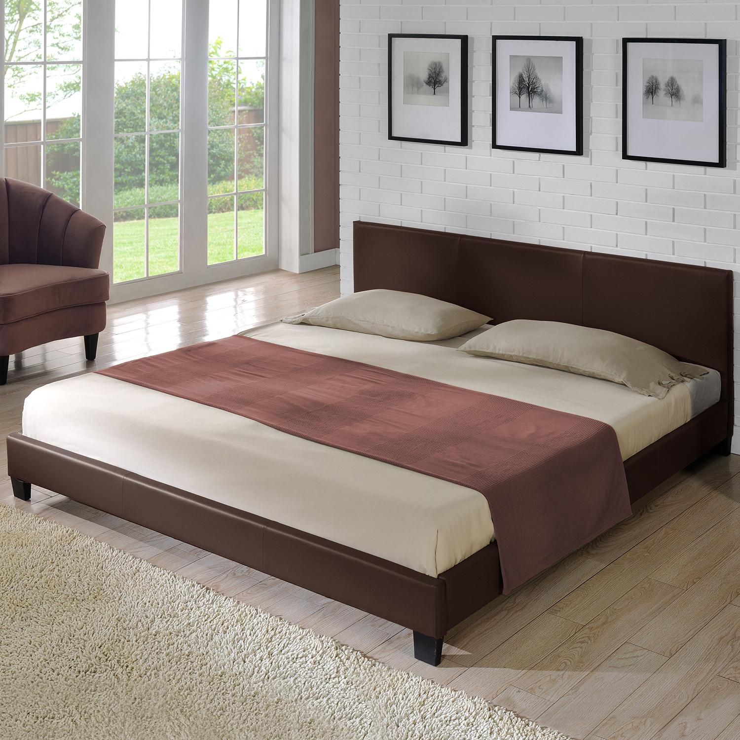 Corium® Moderni, tekonahalla verhoiltu parisänky 180x200 cm (tummanruskea)