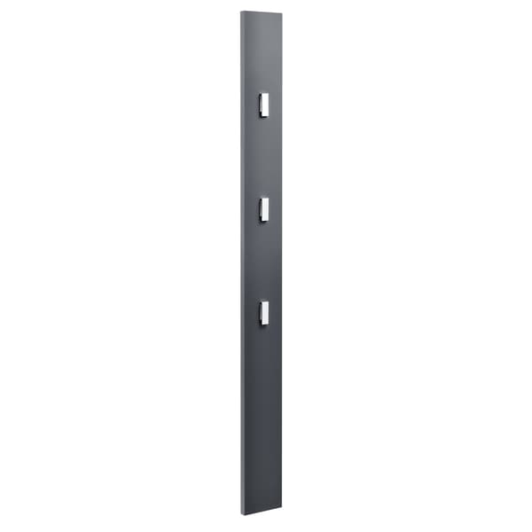 [en.casa]® Klädhängare / Väggpanel med 3 utfällbara krokar-170x15x2,5cm-grå högglans