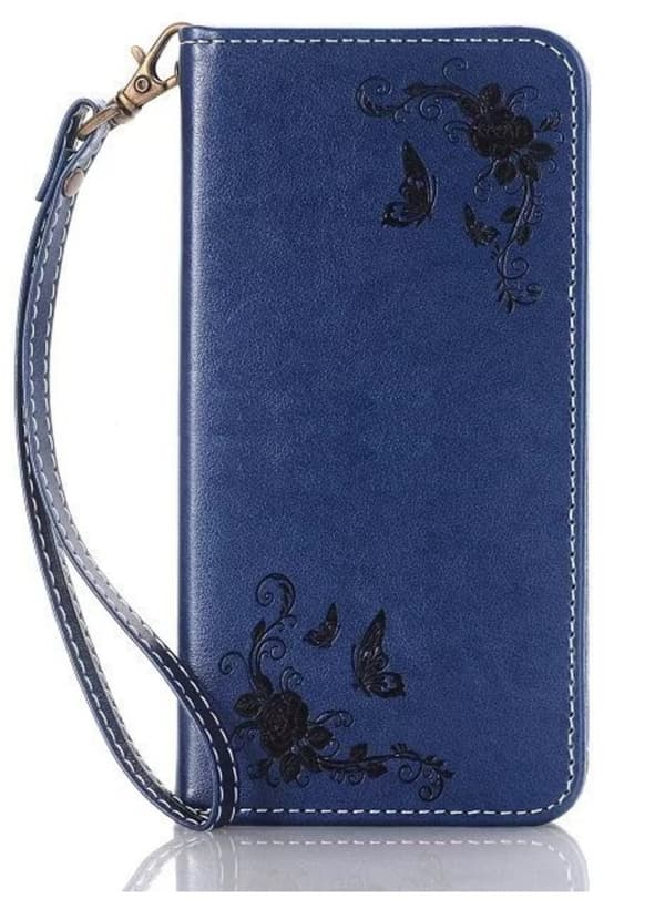 Mobilväska Galaxy J3 Dark Blue Flowers