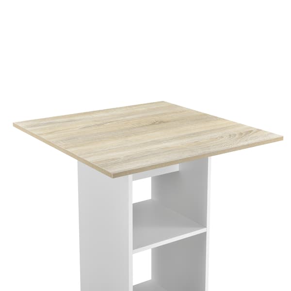 [en.casa] Barbord Visby-70x70x110cm-med hylla-vit-ek optik-melaminbelagd spånskiva