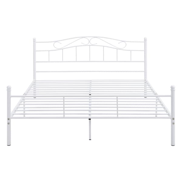 [en.casa]® Sängstomme Florenz i metall med madrass-vit-140x200cm