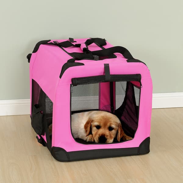 [pro.tec]® Hunde transporttaske/hundebur - S 49.5 x 34.5 cm - rosa