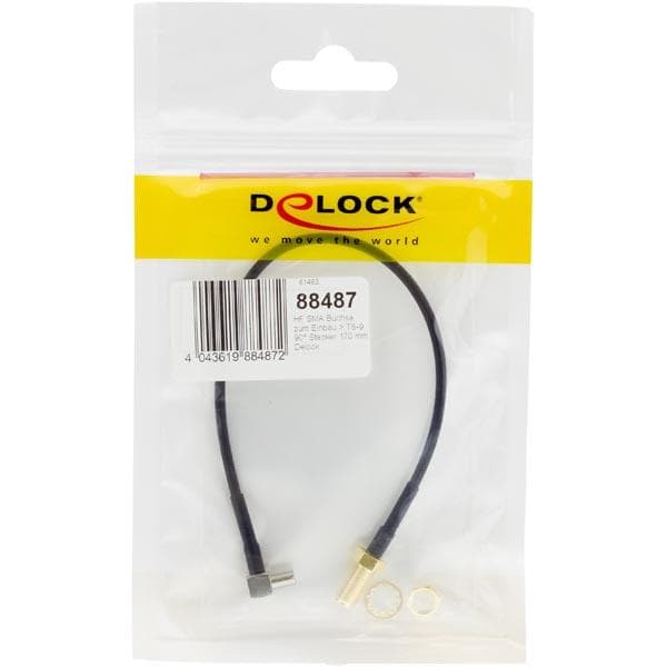 DeLock antennadapter, TS-9 ha till RP-SMA ho, RG174, 0,14m, svart (88487)