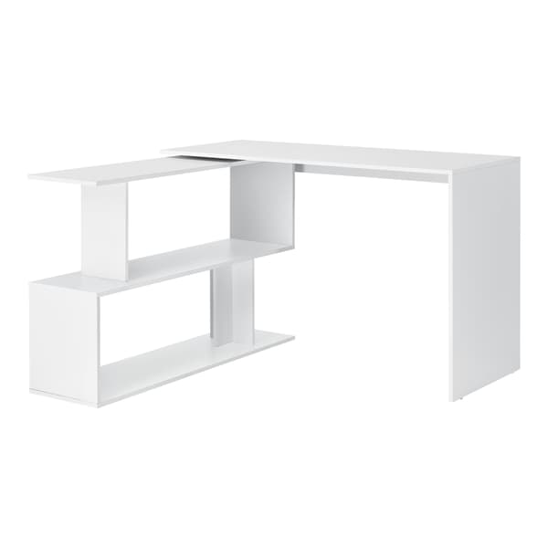 [en.casa]® Skrivbord Arendal med med hylla-76,5x120x50cm-melaminbelagd spånskiva-vit