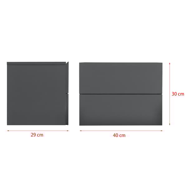 [en.casa]® Väggskåp Viola med två lådor-sängbord-40x29x30cm-mörkgrå-spånskiva-max. belastning: 5 kg per låda