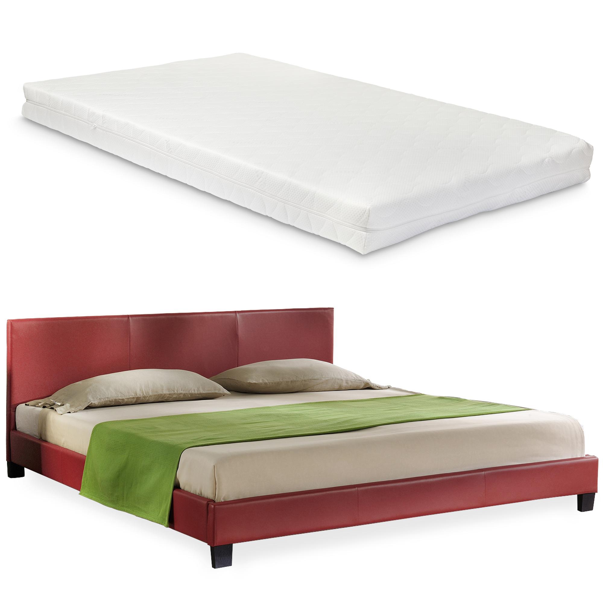 Corium® Tyylikäs verhoiltu sänky PU tekonahka 210cm x 189cm tummanpunainen