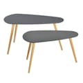 Miniatyrbillede 2 af 5: [en.casa]® Sofaborde Langesund- sæt med 2-45,5x80x40cm-40,5x68x36cm- fyrretræ-MDF, matt-mørkegrå