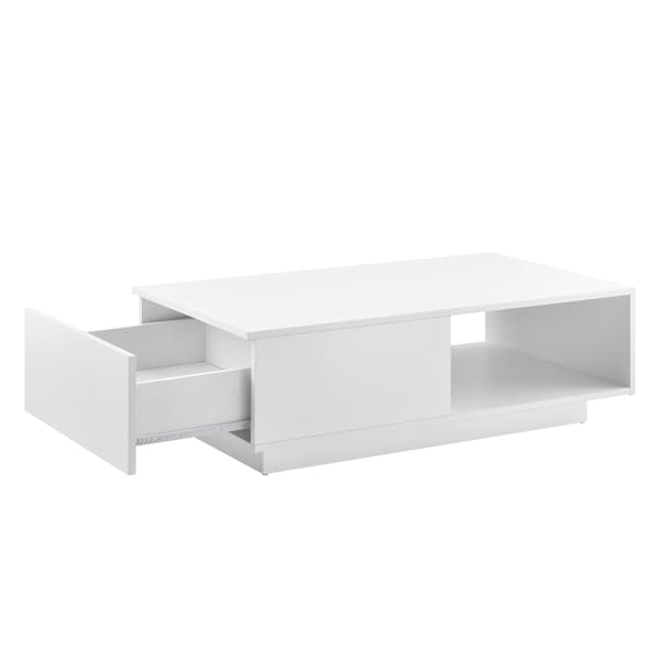 [en.casa]® Soffbord Biskra-95x55x31cm-vit högglans-med låda-melaminbelagd spånskiva