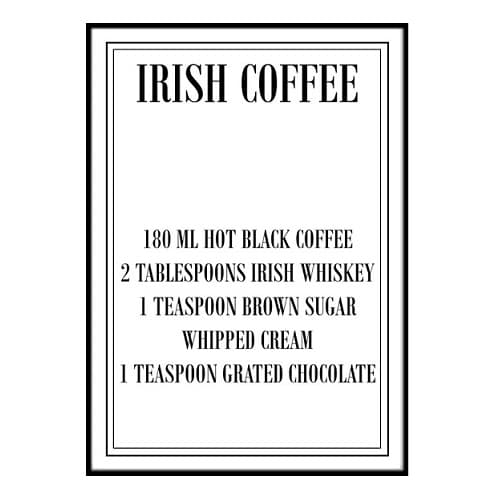 IRISCH COFFEE RECEPT POSTER