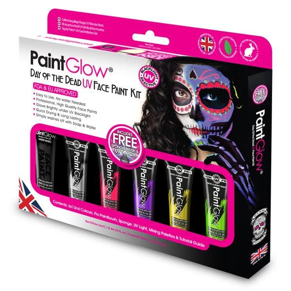 UV ansigtsmaling sæt "Day of the Dead"