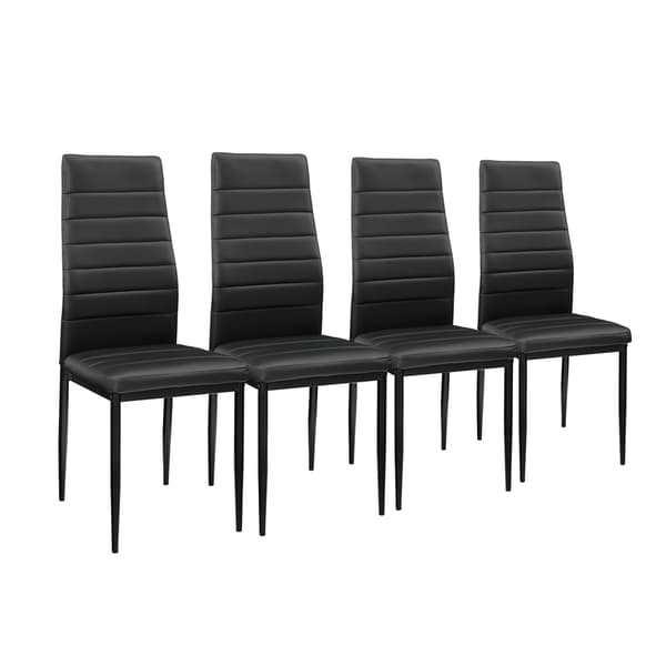 [en.casa]® Matbord Hanau (glas-svart) och 4 stolar (svart)-105x60x75cm