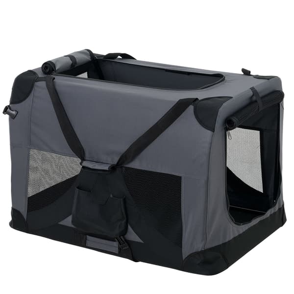 [pro.tec]® Hunde transporttaske/hundebur - L 70 x 52 cm - grå