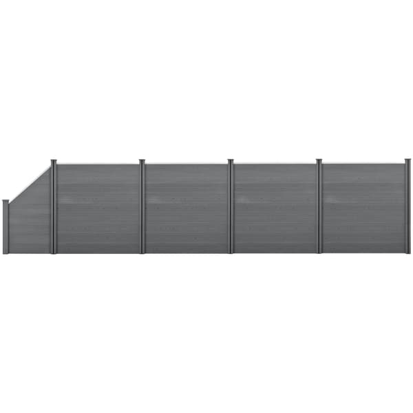 [neu.holz]® WPC Hegn sæt med stolpe: firkantet, skrå - 183x799cm - grå