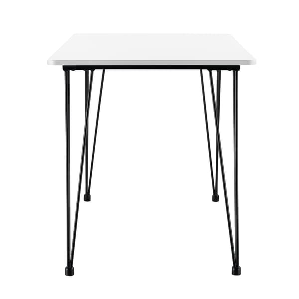 [en.casa]® Matbord med spännben-120x70x75cm-stål-MDF-vit / svart-plats för 4