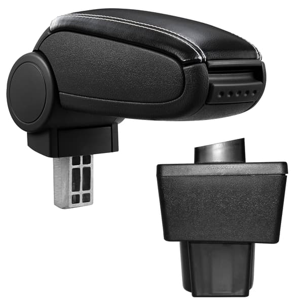 [pro.tec]® Armlæn til Skoda Yeti Modell 1 (2009-) - kunstlæder - sort med hvid søm