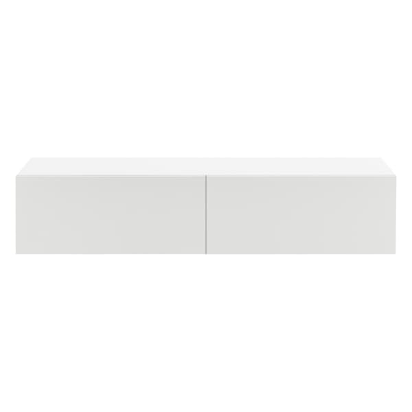 [en.casa] Väggskåp Evaton-tv-bord-sängbord-hallmöbel-med 2 lådor-140x33x30cm-melaminbelagd spånskiva-matt vit-max. belastning: 25 kg