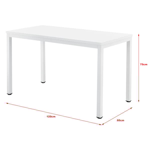 [en.casa]® Skrivbord Odense-75x120x60cm-justerbar höjd-stål-melaminbelagd spånskiva-vit