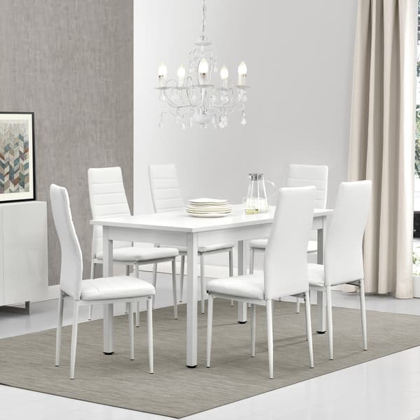 [en.casa]® Avesta Matbord och 6 stolar-140x60x75cm-vit
