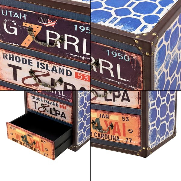 [en.casa] Byrå United States med 3 lådor-50x40x30cm-MDF-konstläder-flerfärgad