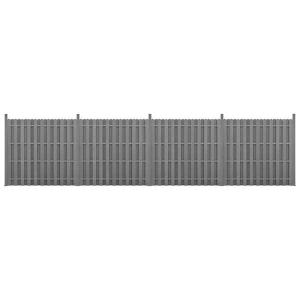 [neu.holz]® WPC Staket-set 4-med stolpar-185x747cm-grå