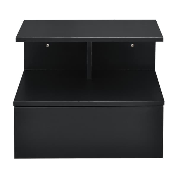 [en.casa]® Väggmonterad skåp-sängbord-40x35x31cm-svart-spånskiva