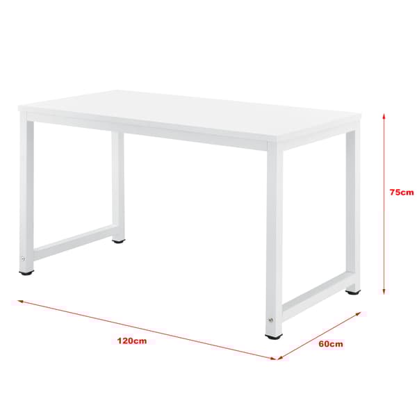 [en.casa]® Skrivebord Herning - 75x120x60cm - stål - melaminbelagt spånplade - justerbar højde - hvid