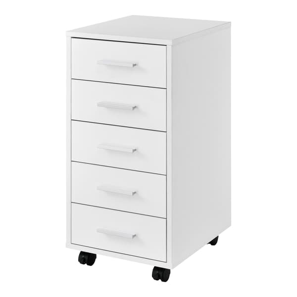[en.casa]® Kontorskab på hjul - 63x33x38cm - 5 skuffer - Hvid