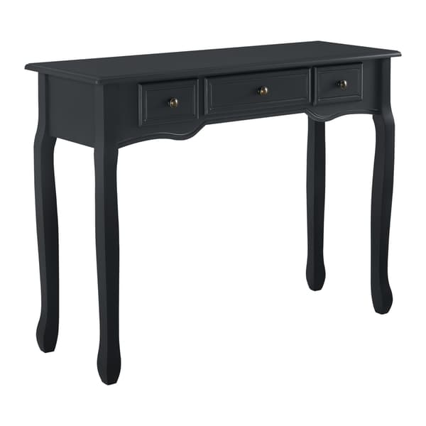 [en.casa] Sidobord-avlastningsbord-3 lådor-vintage-78x100x35cm-furu,MDF-svart