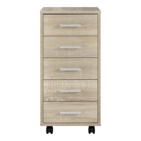 [en.casa]® Kontorsskåp på hjul-63x33x38cm-5 lådor-sonoma ek optik