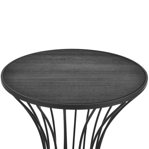 [en.casa]® Timglasformat soffbord-sängbord-55,5x37,5cm-metall-MDF-svart-rustik träoptik