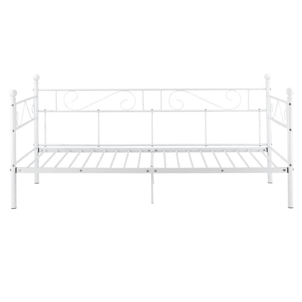 [en.casa]® Metalliristikkoinen vuodesohva 209cm x 96,5cm x 100cm valkoinen