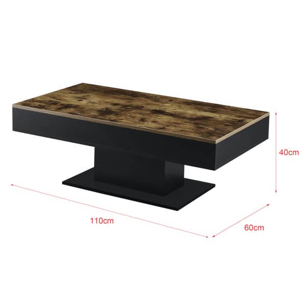 [en.casa]® Soffbord Lünen med inbyggd förvaring-40x110x60cm-trä imitation-svart-melaminbelagd spånskiva