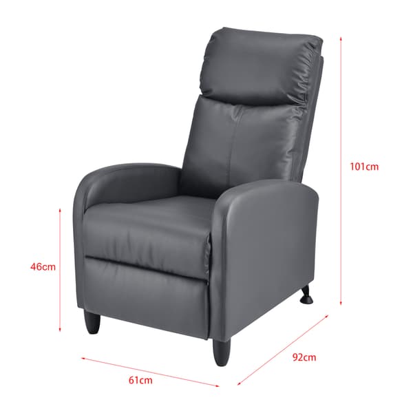 [en.casa] ® Relax lænestol Cleo-polstret-102x60x92cm-siddehøjde: 46 cm-PU kunstlæder-metal-grå-sort-justerbar ryg